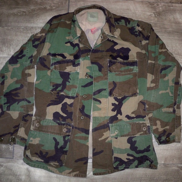 80's Vtg US Army Woodland Men's Jacket Camo Small